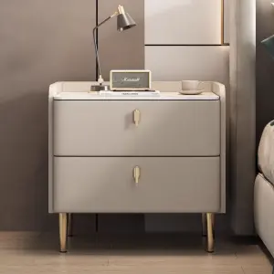 Solid Wood Light Luxury Bedside Storage Cabinet Modern Cream Style Bedroom Bedside Cabinet