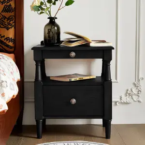 French Vintage Bedside Storage Cabinet Master Bedroom Solid Wood Bedside Cabinet