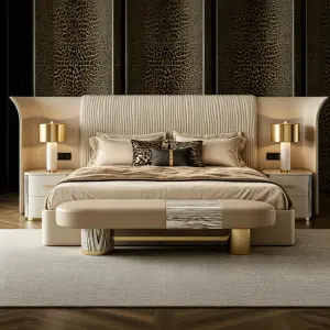 Italian Luxury Large Flat Master Bed Nordic Style Soft Backrest Ideal for Designers in Hotel Home Projects