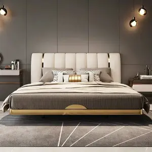 Newly Designed Italian extra Large Bed Leather Tufted Headboard Double Hammock Bedroom Furniture
