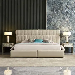 High Quality Luxury Wood Size Customizable Bed Luxury Fabric King Bed Backrest Bedroom Furniture Set