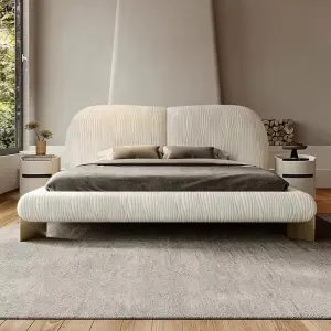 Luxurious Elegant Modern Design High-quality Upholstered King-sized Bed Pine Wood Frame Storage Auxford Bedroom Set