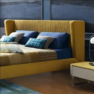 Soft Fabric Up-holstered Beds Minimalist Modern king Queen Size Solid Wood Storage Beds Frame for Bed Room Furniture Set