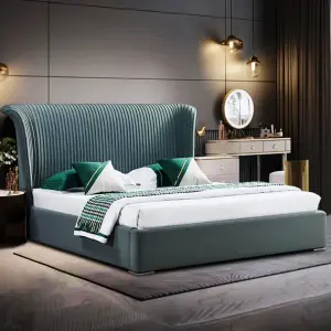Hot Sale Fashion High Quality Solid Wood king Size Bed Frame Minimalist Bedroom Set Furniture Double Bed