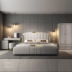 Modern Luxury Leather Bed Storage High-end King Size Double Bed Soft Headboard High Density Sponge Metal Frame Home Furniture