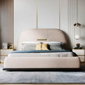 Modern Bedroom Light Luxury Upholstered Double Bed Master Bedroom Leather Wood Queen king Size Bed Hotel Bedroom Set