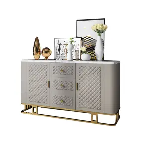 Customizable Modern Sideboard Cabinet Leather and Marble Display Cabinets Dining Room Furniture