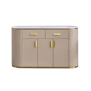 Leather and Stainless Steel Modern Luxury Sideboards Buffet Cabinets Dining Room Furniture for Restaurant