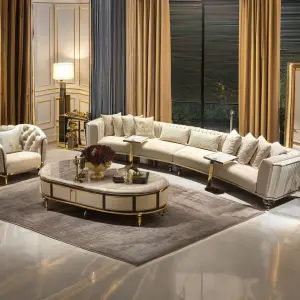 Premium Villa Modern Style Light Luxury Leather/Fabric Sectional Sofa Set with 3-5 Year Warranty-Factory Price