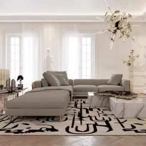 Furnistyle Modern Minimalist Three-Seater Villa Sofa Set High-End Luxury Imperfect Combination Frosted Leather for Hotels