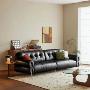 Furnistyle Genius Leather King Sofa Set Full Bull Grain-Studded Genuine Leather Recliner for Living Room with Sponge Filling