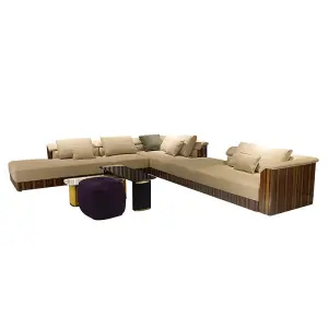 Furnistyle Contemporary Nordic Modern L Shaped Velvet Fabric Luxury Corner Sectional Sofa Set for Living Room