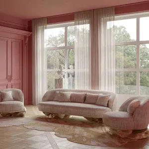 Furnistyle Italian Villa High End Custom Made Divan Living Room Sofa Set Furniture Premium Sectional Fabric Luxury Sofa Set
