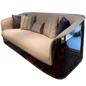Furnistyle Hot Selling Genuine Leather Contemporary European Style Luxury Living Room Sofa Set