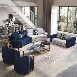 Furnistyle Italian Modular Luxury Sofa Light-Style Velvet Apartment Couch for Living Room Home Furniture Sets