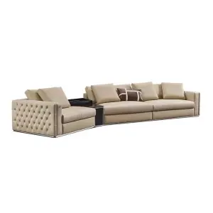 Furnistyle Popular Luxury Design Fashion Wooden Frame Genuine Leather European Style Chesterfield Sofa for Living Room and Hotel