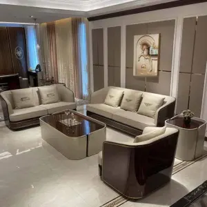 Furnistyle High Quality Genuine Leather Sectional Sofa Set for Living Room and Apartment Luxury Furniture