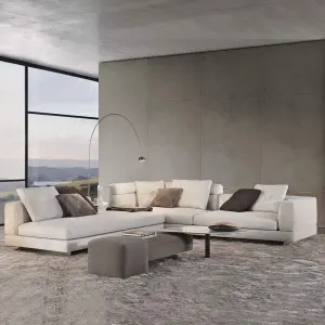 Furnistyle Luxury Lounge Modern Design Modular Sectional Sofa Set Velvet Fabric for Hotel and Villa Living Room