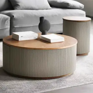 Nordic Modern Style Living Room Furniture Solid Wood Frame Finnley Round Coffee Table for Home Use