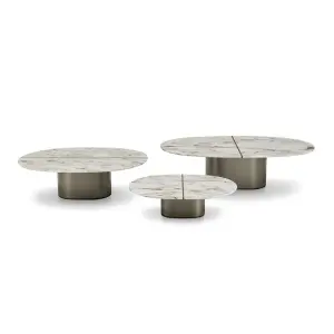 Furnistyle Modern Italian White Marble Coffee Table Stainless Steel Base for Hotel Living Room Exclusive Sale for Coffee