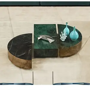 Furnistyle Modern Luxury Living Room Furniture Light Semicircle Splicing Coffee & Tea Table for Home Use