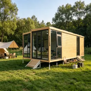 Customized 40ft Modern Expandable Foldable Prefab House Moisture Insulated Steel Panel Mobile Granny Flat Living Tiny Villa