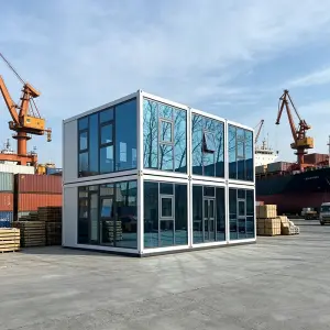 Customized Foldable House 20ft Insulated Waterproof Sandwich Panel Movable Temporary Emergency Shelter Remote Workspace Cabin