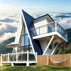 Customized Triangular Wood Bungalow Portable Prefab Tiny Home Heat-Retaining Windproof Eco Log Material Outdoor Glamping