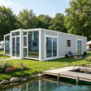 Container House Prefabricated Cabin 20ft Steel Frame EPS Panel Rapid Install Temporary Shelter For Construction Site Worker