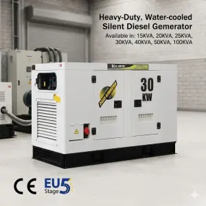 Hi-earns 30KW 38KVA 50KVA 60KVA 100KVA Water Cooled Brushless Three Phase Silent Diesel Generator for House