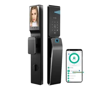 Smart Tuya Waterproof Fingerprint 3D Face Recognition Digital Password Keyless Lock Multi-Language Door Lock for Wood Door