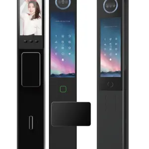 SMART Door Lock New Design Big Dual Screen for Wood Steel Brass Doors Tuya App Control and Memory Card Functionality