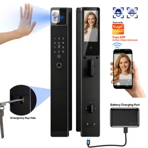 Topteq I886 Intelligent Ultra-thin AI Screen Palm Vein Face Tuya Active Intercom Password WiFi Fingerprint Smart Door Lock