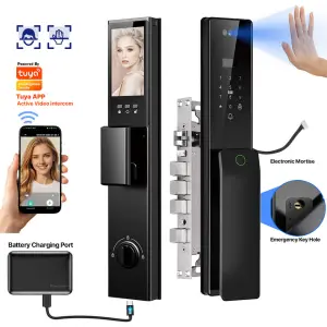 Face Palm Vein Smart Lock Unlock Tuya WiFi Palm Vein Fingerprint App Card Key Video Intercom Multi Language Electronic Mortise