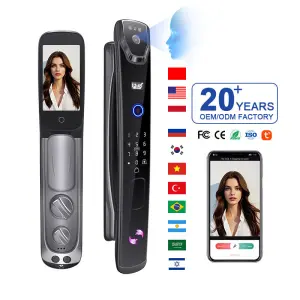 3D Biometric Palm Security Face Camera Smart Lock Aluminium Alloy Multi-Door Wood/Aluminum Password Wi-Fi Tuya App Cloud Storage