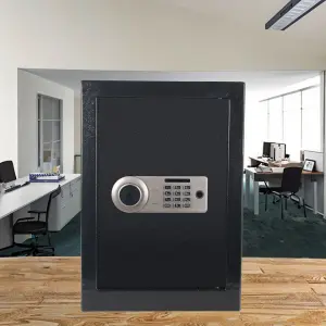 AL002-50 All-Steel Simple Box Safe Box Anti-Theft Fingerprint Access for Office Intelligent Alarm Home Safes