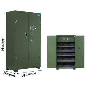Intelligent Steel Gun Management Cabinet Double-fingered Handgun Fingerprint Magazine Cabinet Army Green Key Lock