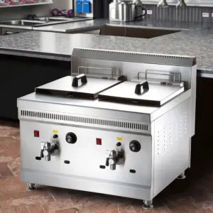 Wholesale 18L Plus 18L Automatic Commercial Deep Fryer Double Tank Frying Machine Gas Deep Fryer