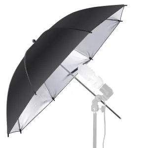 Black Silver Umbrella 33" 84cm Photography Speedlite Flash Light Reflector Umbrella Shoe Mount B-Type Brackets