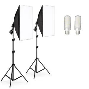 Photo Studio Equipment Softbox 50*70 cm with 2.1m Tripod Stand LED Corn Bulb Lighting Foldable Soft Box for Photography