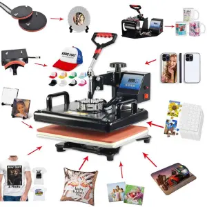 MIDA Most Popular 5 in 1 Combo Multi-function Sublimation Heat Press Machine Digital Heat Press Machine for Mug T Shirt Hats
