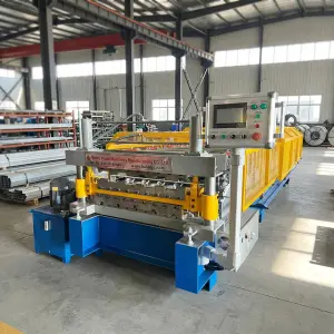 Haide Double Layer Roll Forming Machines Iron Roof Panel Roll Trapezoid Corrugated Ibr Roof Roll Forming Machine