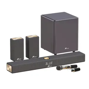 JY AUDIO 5.1 Channel Full Wireless Aluminium Home Audio Theater System 31.5-inches Smart Soundbar Speaker 2 Surround Speakers