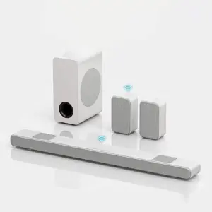 Black White High-Performance 5.1 Channel 6-Speaker Home Theater Audio System Powerful Subwoofer for 5.0 Wireless for