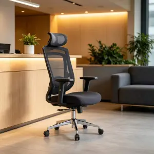 Breathable Fabric Ergonomic Load Swivel Office Chair Adjustable Lumbar Support Tilt Mechanism Multi Position Lock Office Chair