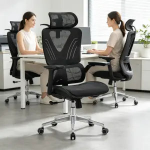 Breathable Fabric Ergonomic Load Swivel Office Chair Adjustable Lumbar Support Tilt Mechanism Multi Position Lock Office Chair