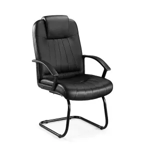 Modern Office Chair with Adjustable Headrest Synthetic Leather Chrome Base Conference Chair with Armrests Board Room Chairs