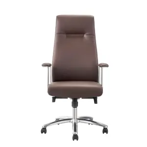 Modern Executive Aluminum Frame Ergonomic PU Leather Office Chair with Revolving Seat