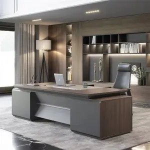 Manufacturer Wholesale Luxury Curved L Shape Convertible Modern Executive Manager Office Furniture Desk E0 MFC Melamine ISO9001