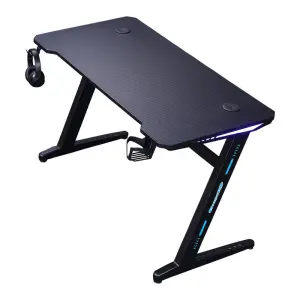 Ergonomic Foldable Gaming Desk 55 Inch Z Shaped Office Computer Desk Stainless Steel Surface Convertible Extendable Handle Rack